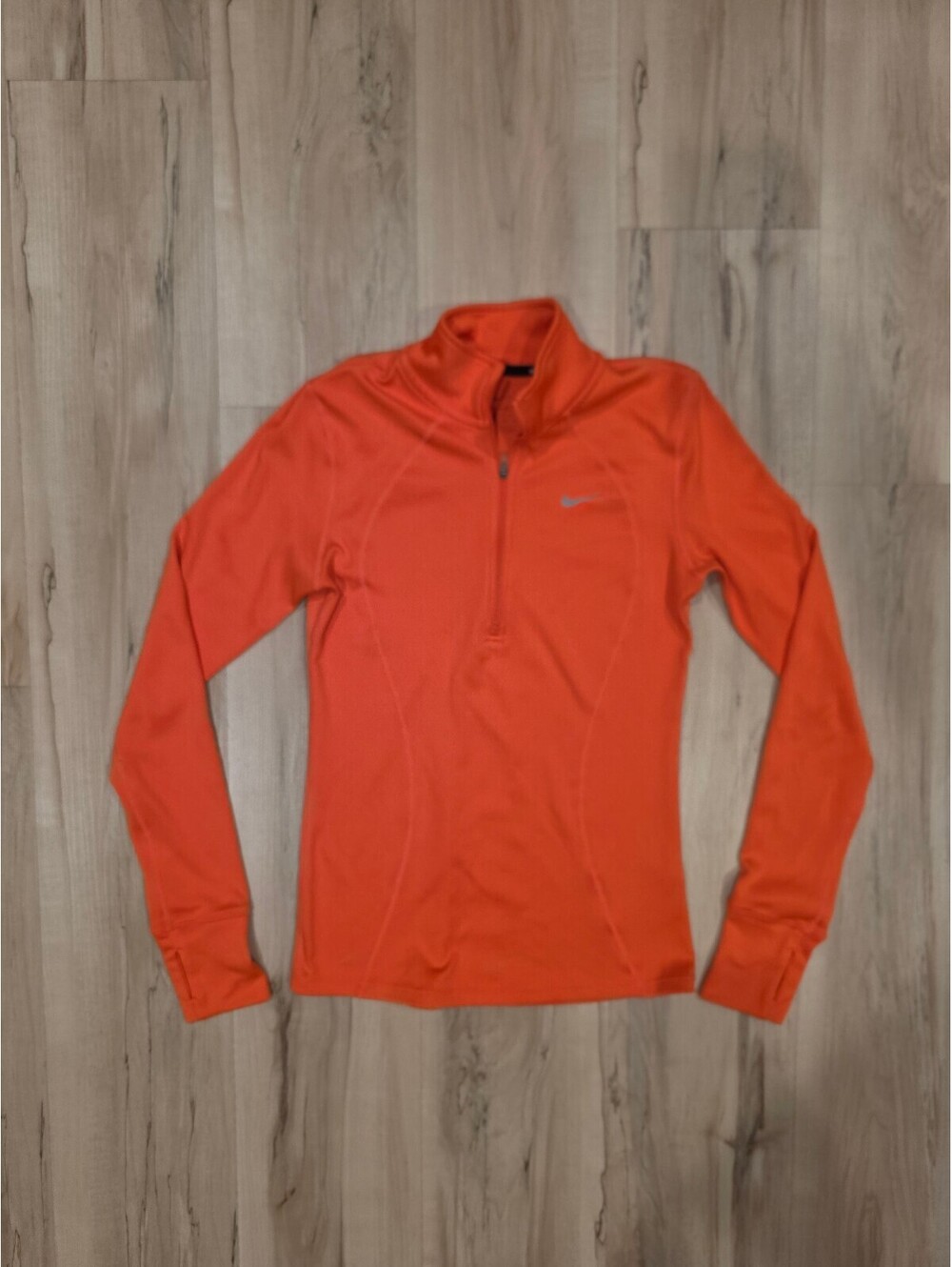 Nike Running Dri-Fit Orange Long Sleeve Half-Zip Top Sz S